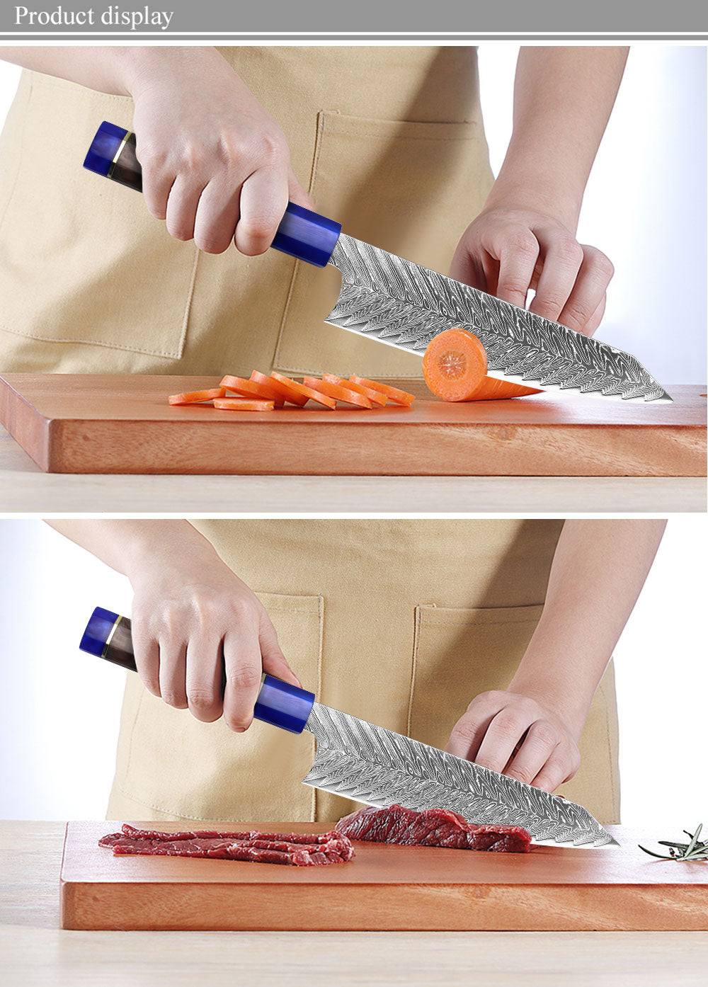 Sternsteiger Damastmesser Dragon Damastmesser Serie - Braun Blau Griff