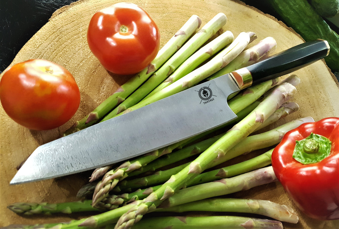 Theseus Gyuto Chefs Knife with wavy handle