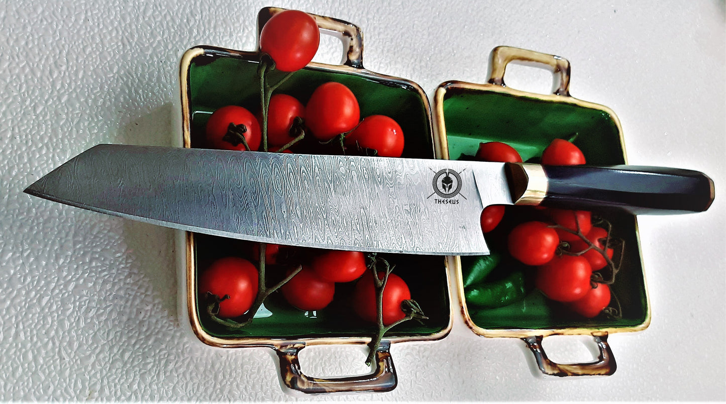 Theseus Gyuto Chefs Knife with wavy handle