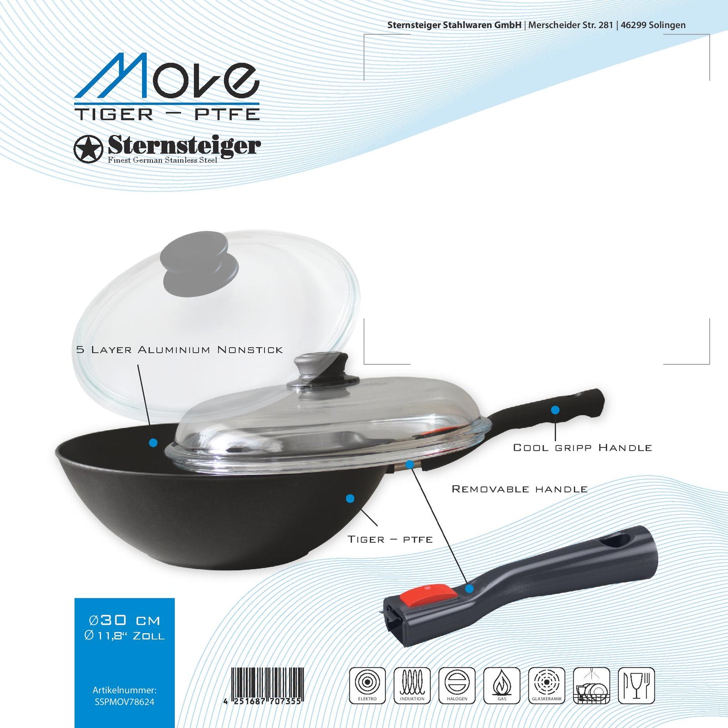 Wok Sternsteiger MoVe de 30 cm de diámetro