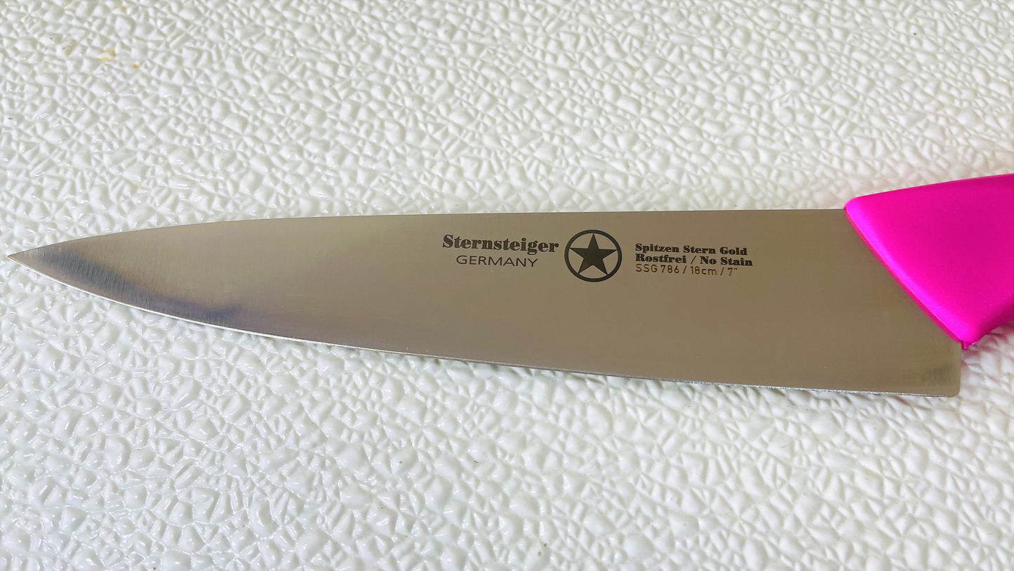 Ergo Chef's Knife in Pink handle