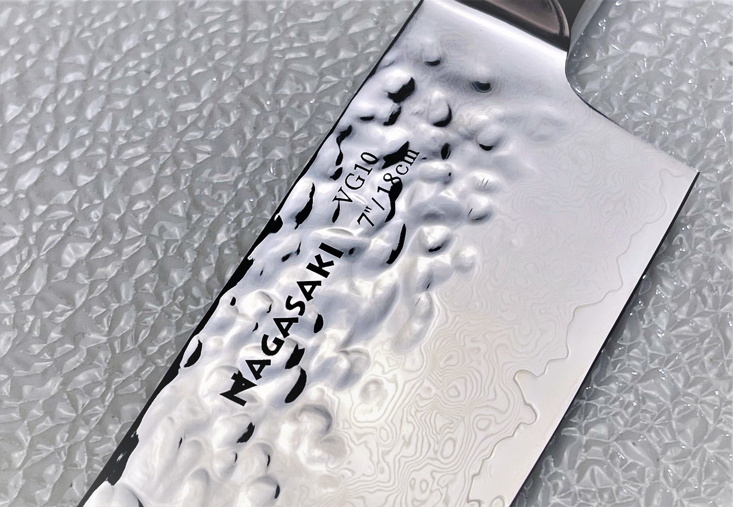 Nagasaki Hand hammered Santoku knife