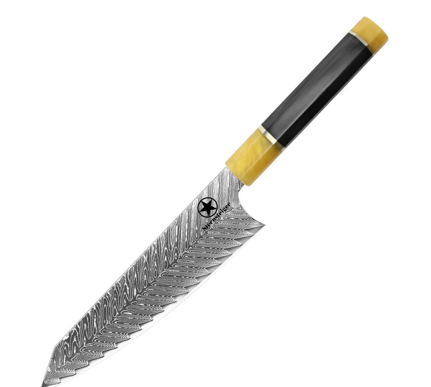 Sternsteiger Damascus Knife Dragon Damascus Knife Series - Black and Yellow Handle