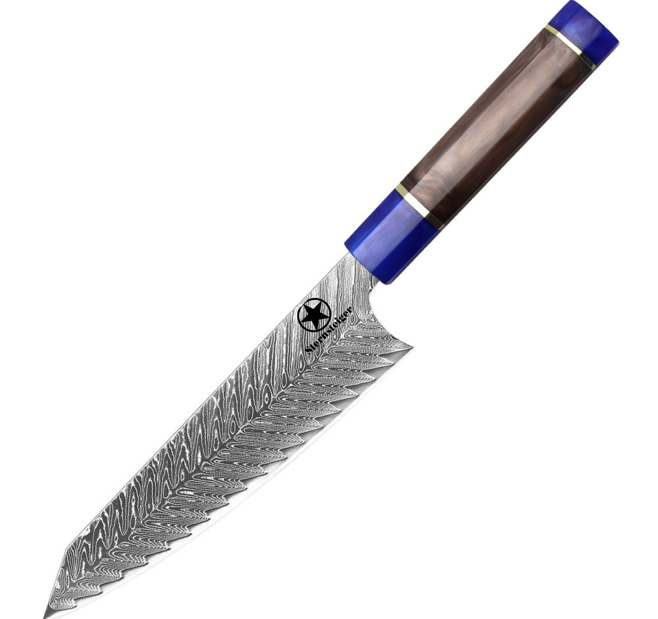 Sternsteiger Damascus Knife Dragon Damascus Knife Series - Brown Blue Handle