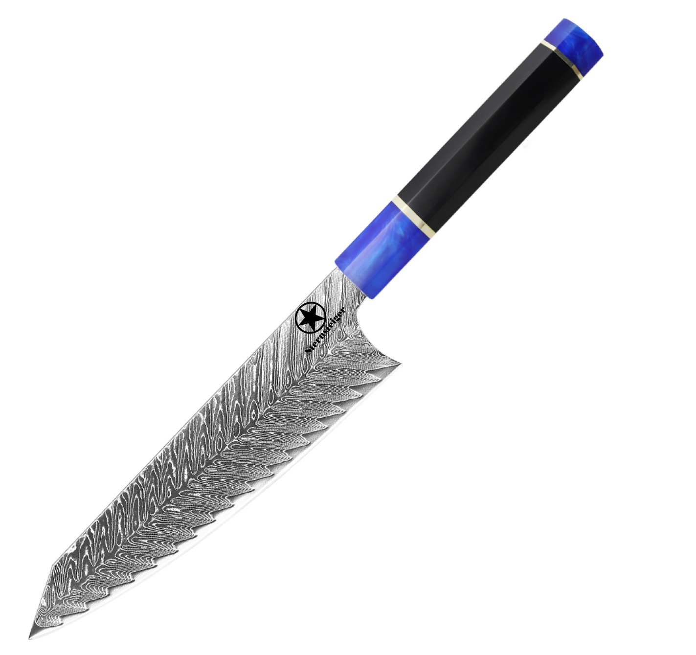 Sternsteiger Damascus Knife Dragon Damascus Knife Series - Black-Blue Handle