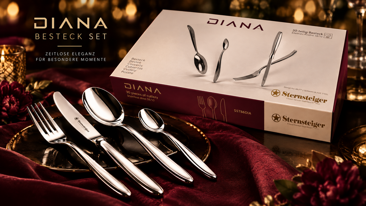 Sternsteiger Diana 30-teiliges Besteckset | Elegantes 18/10 Edelstahl Besteckset für 6 Personen
