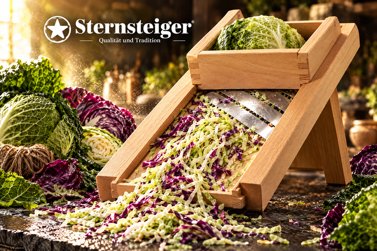 Sternsteiger vegetable slicer vegetable slicer cabbage slicer wood 3 knives + drawer L150 cm, wood 